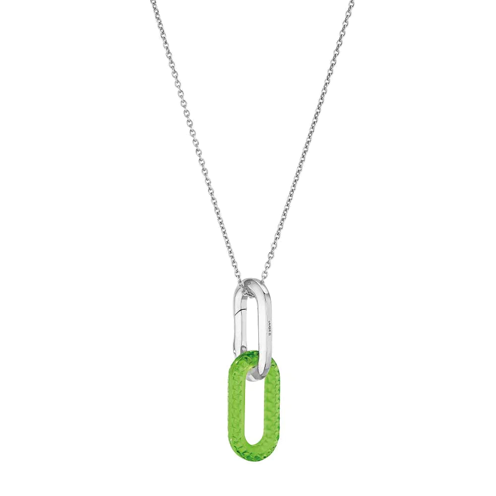 Lalique Pendant - Empreinte Animale - Green Crystal, Silver