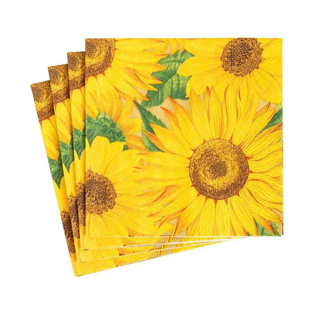Caspari Cocktail Napkins: Sunflowers