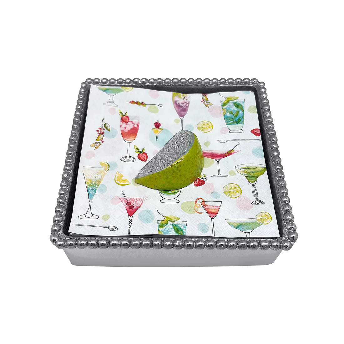 Mariposa Napkin Box Set - Beaded - Green Lime Weight