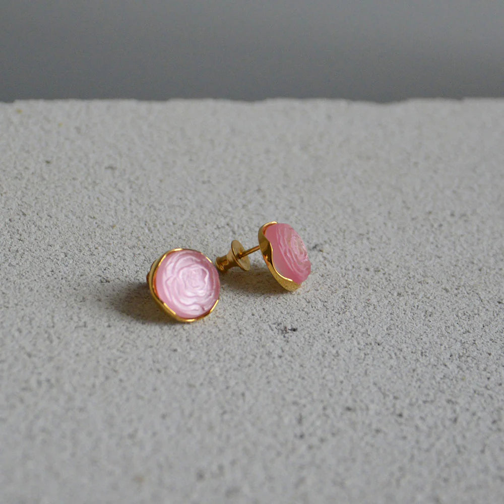 Lalique Pink Pivoine Earrings
