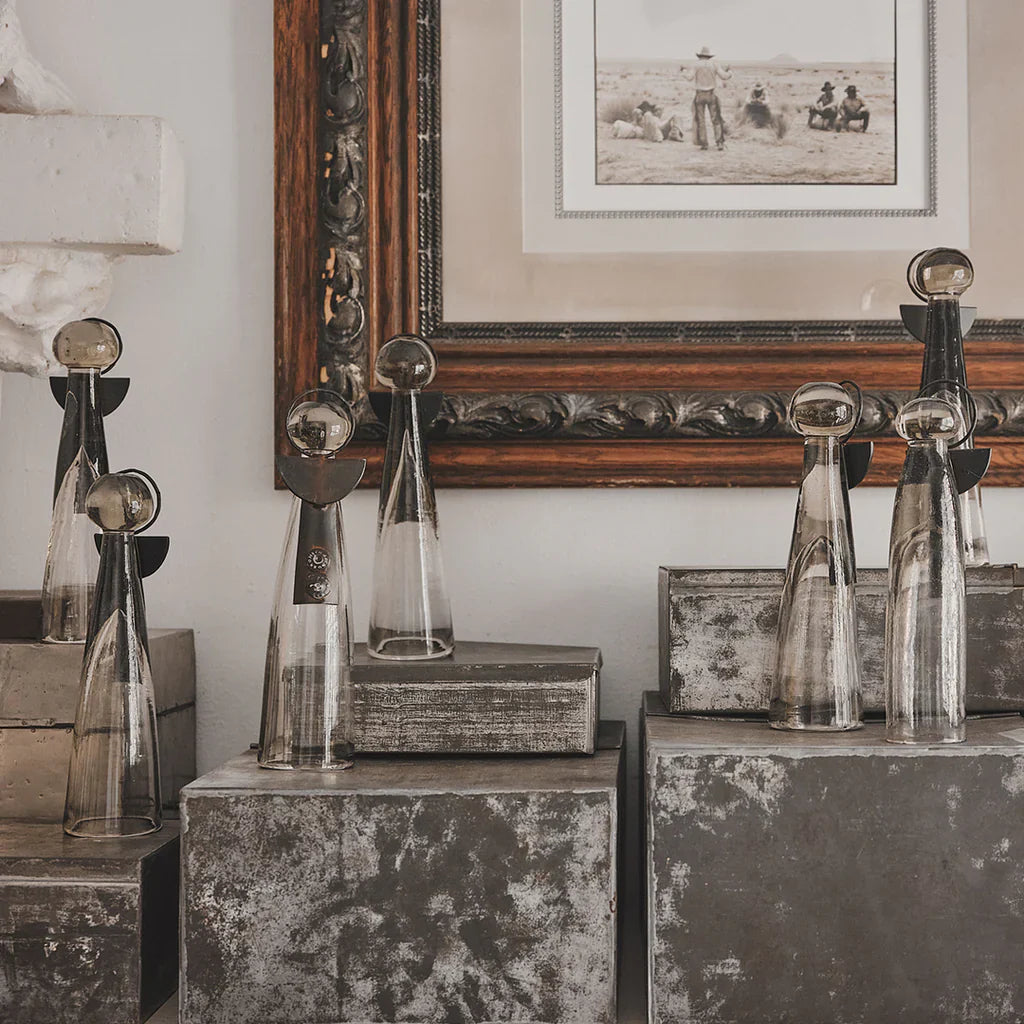 Jan Barboglio Zapoteca glass angel with iron wings and halo