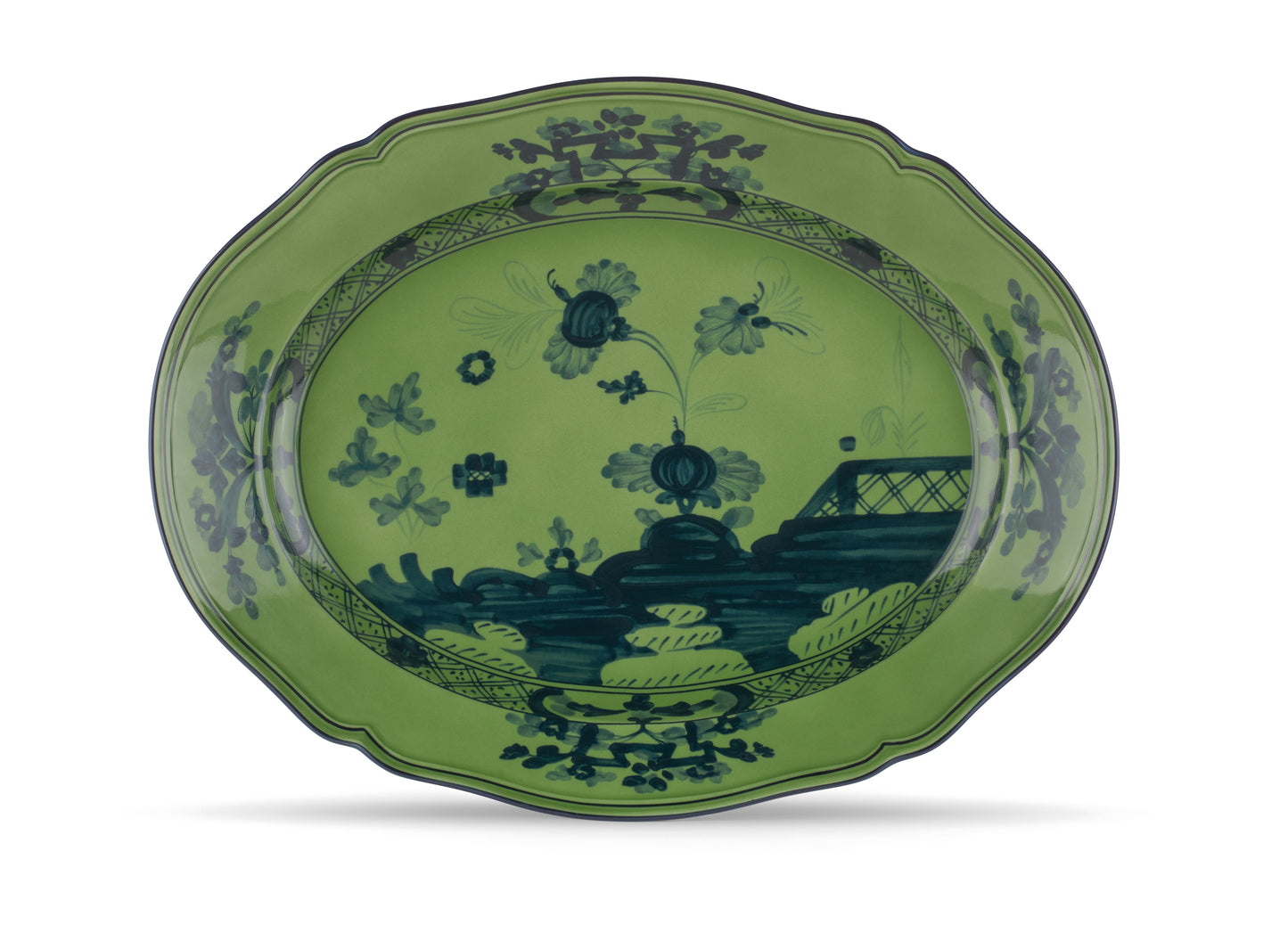 Ginori 1735 Oriente Italiano Oval Platter 15" - Malachite (Green)