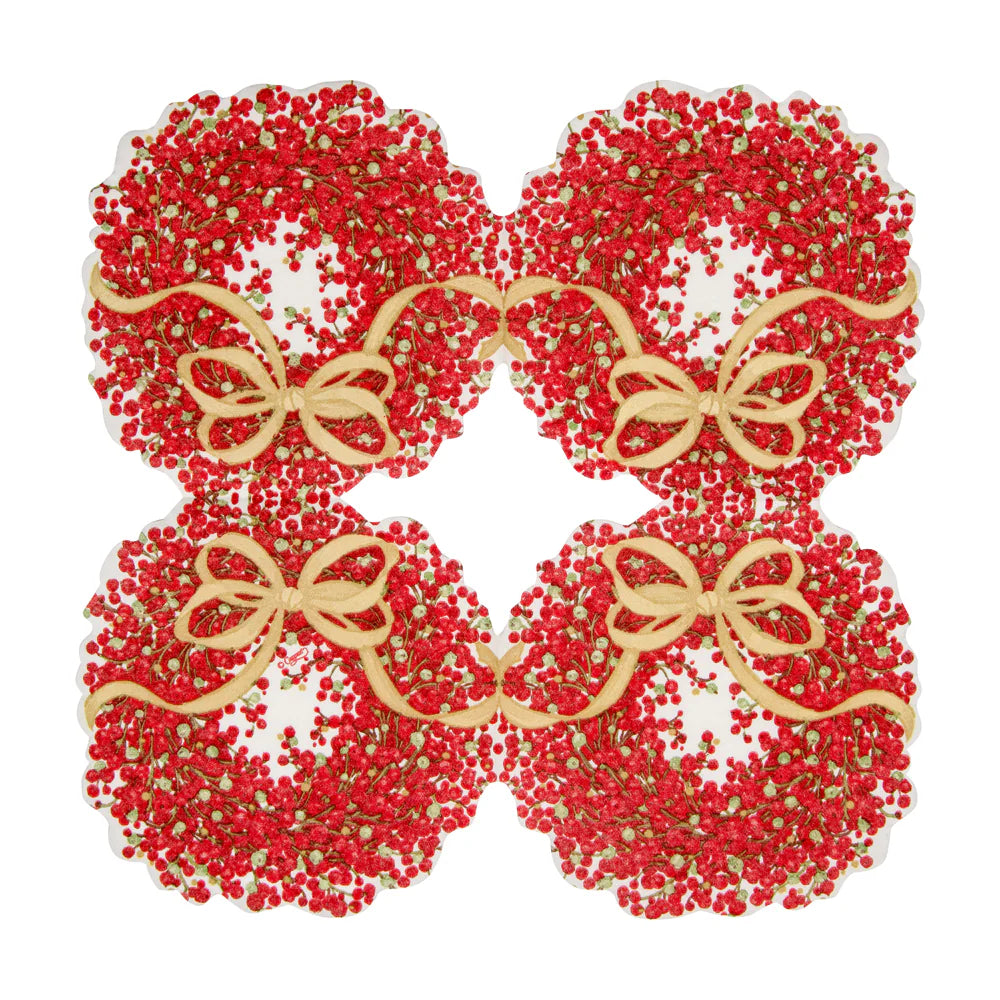 Caspari Luncheon Napkins: Pepperberry Airlaid Die-Cut