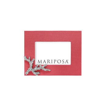 Mariposa Frame - Coral Linen with Coral Icon 4x6