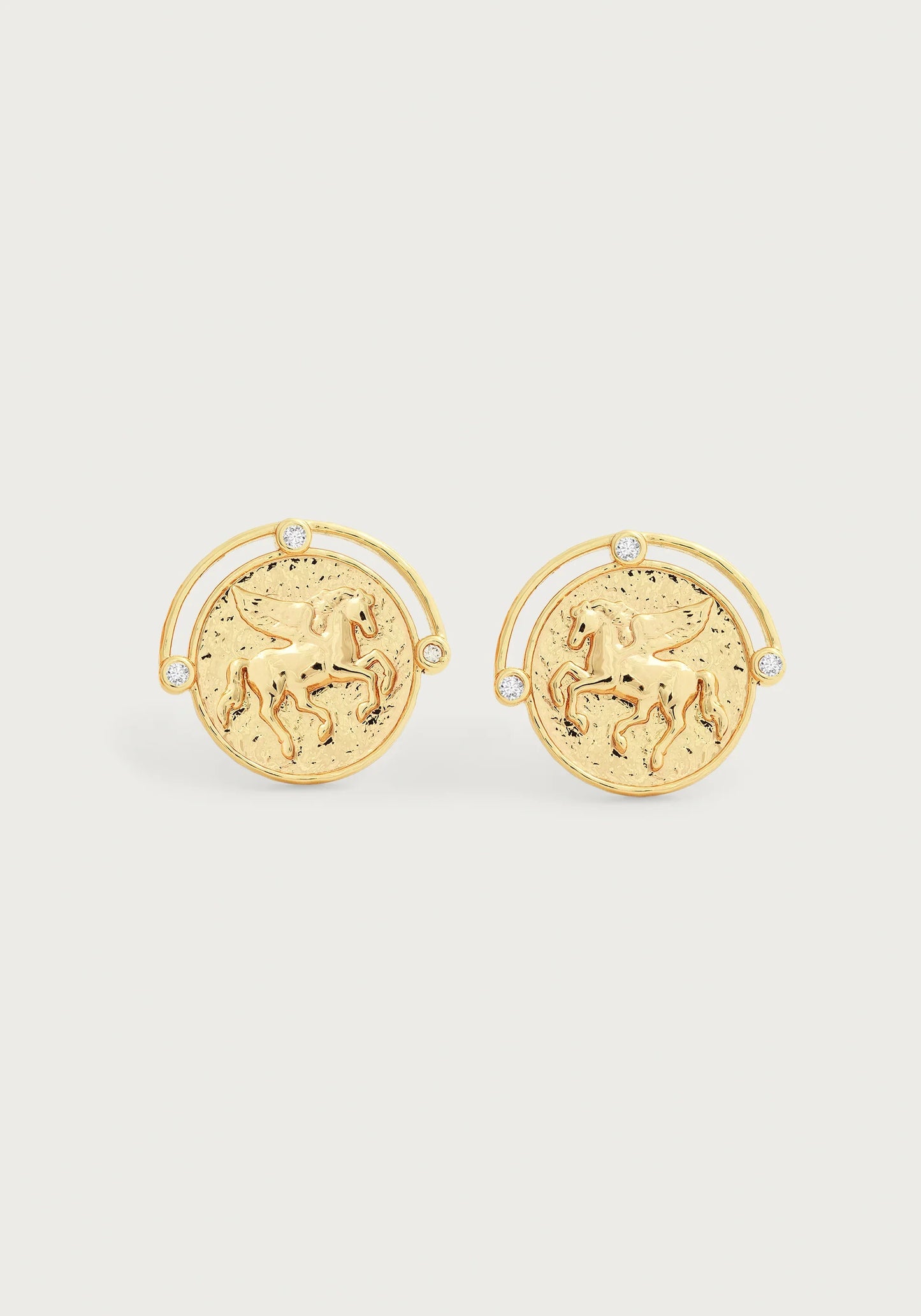 Anabel Aram Pegasus Gold Coin Stud Earrings