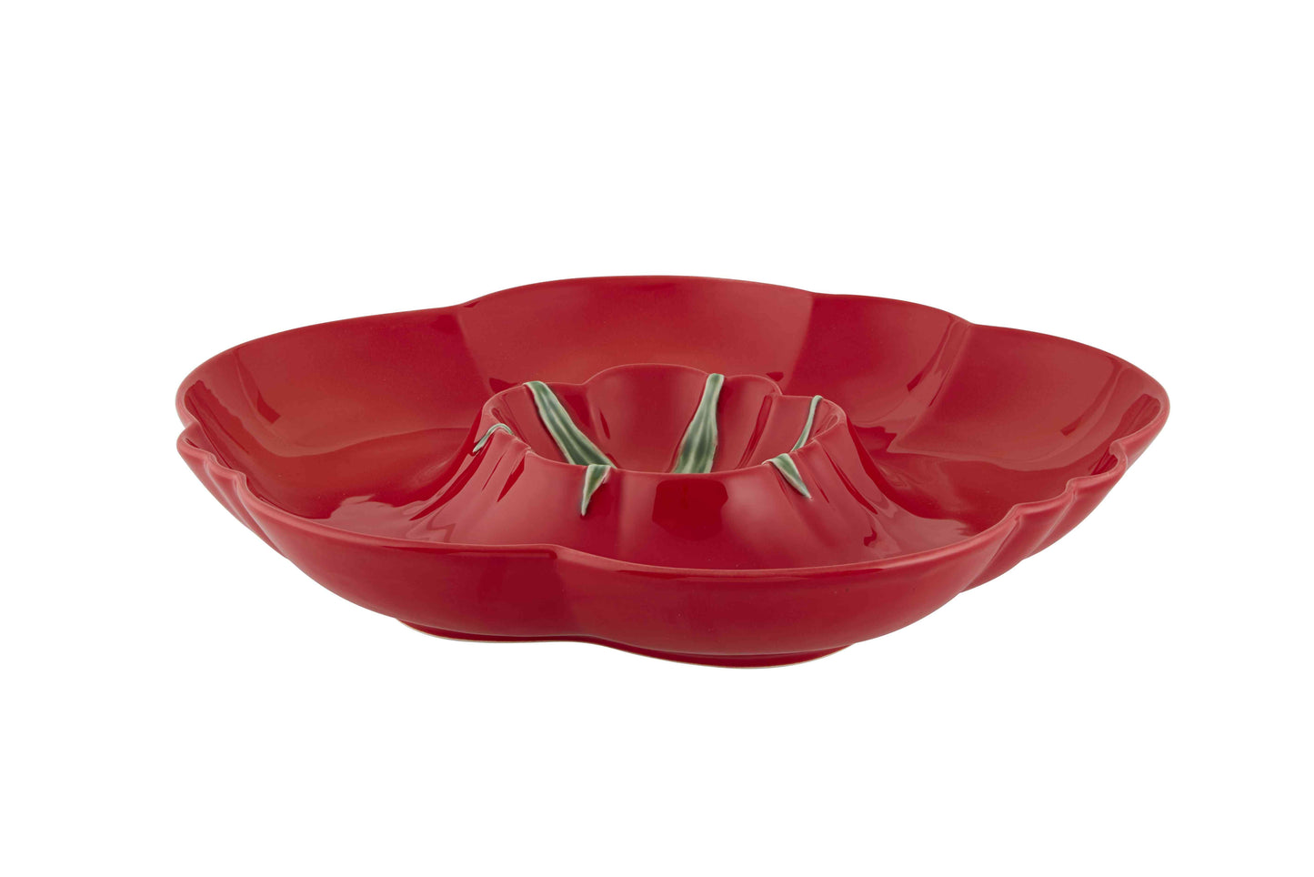Vista Alegre Tomato Appetizer Chip and Dip Plate Bordallo Pinheiro