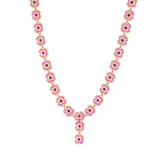 Capucine De Wulf Dianthus Pink Necklace, 16"+2" - Pink