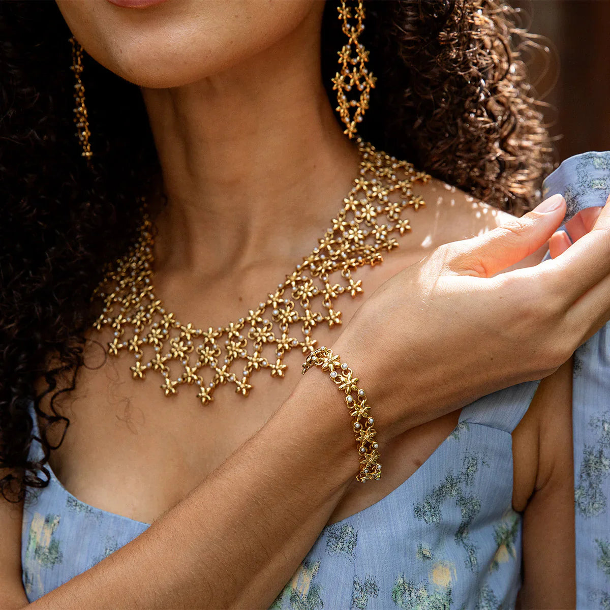 Capucine De Wulf Jasmine Bracelet, 7"+2" - Pearl White