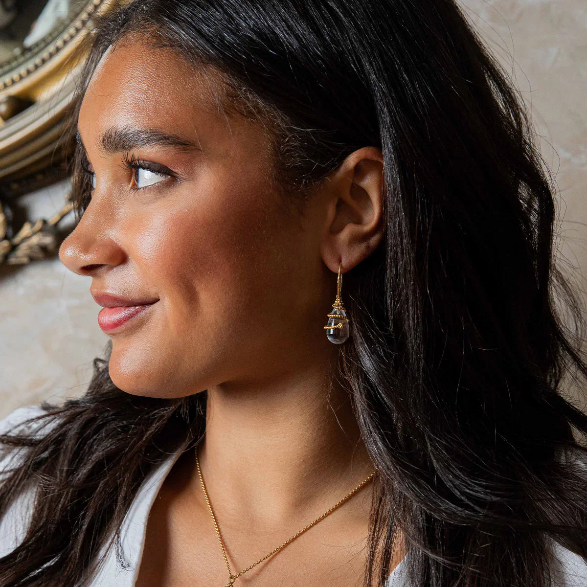 Capucine De Wulf Lily Drop Earrings - Clear Quartz