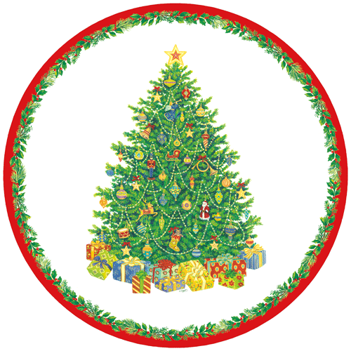 Caspari Christmas Tree Paper Placemats Round 12-In Caspari