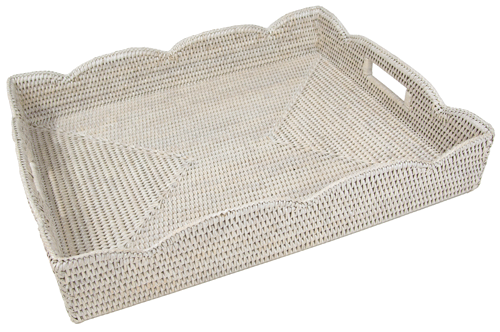 Caspari Cream Scalloped Rattan