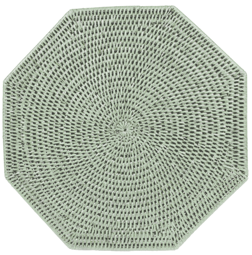 Caspari Green Octogan Rattan Placemat