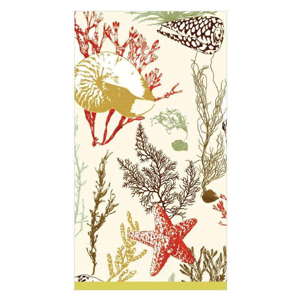 Caspari Guest Towels: Marine Study- Ivory