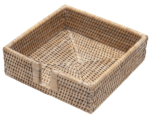 Caspari Whitewash Rattan Luncheon Napkin Holder