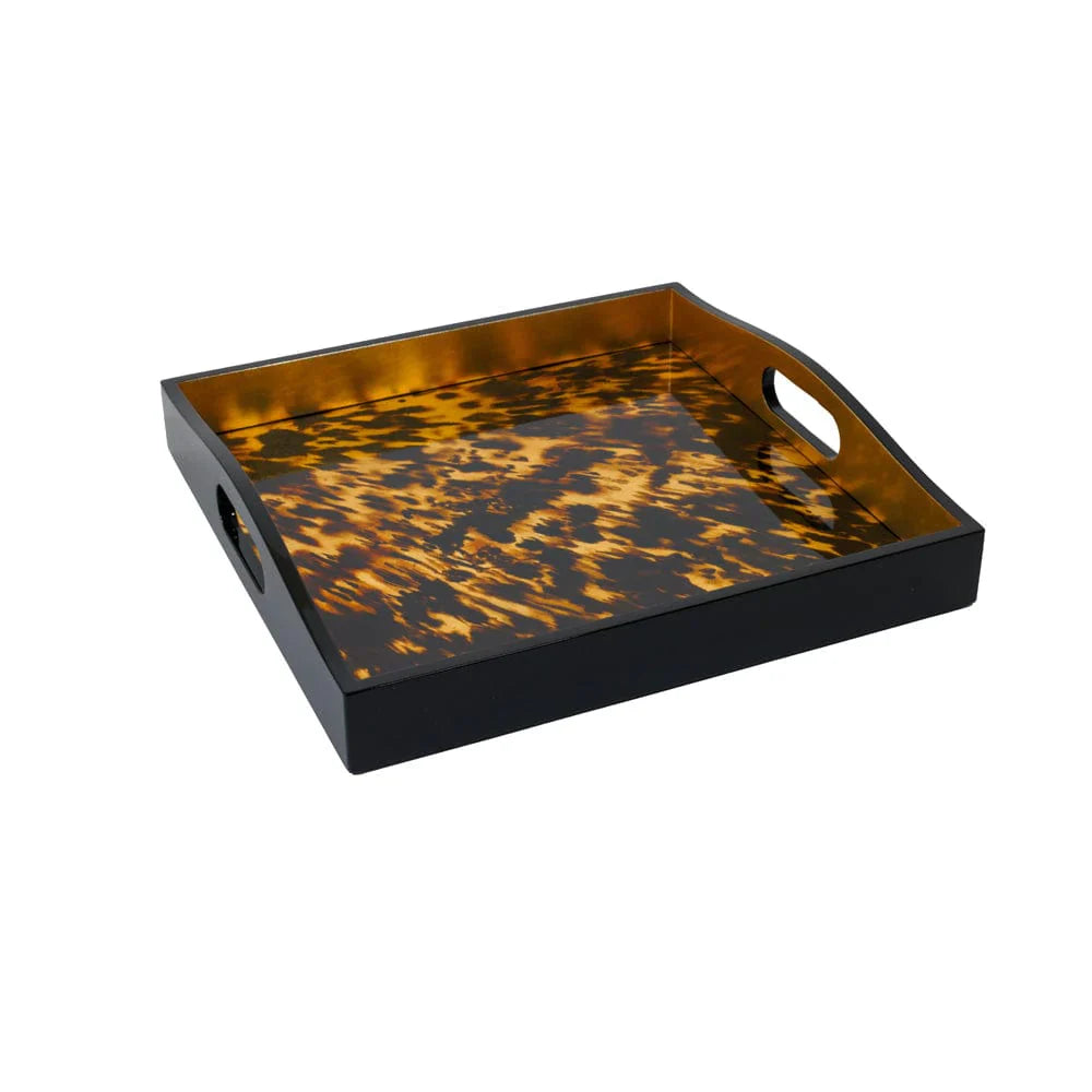 Tortoiseshell Square Tray - 14" Square Lacquer Caspari