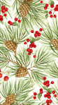 Caspari Evergreen And Berries White Guest Towel