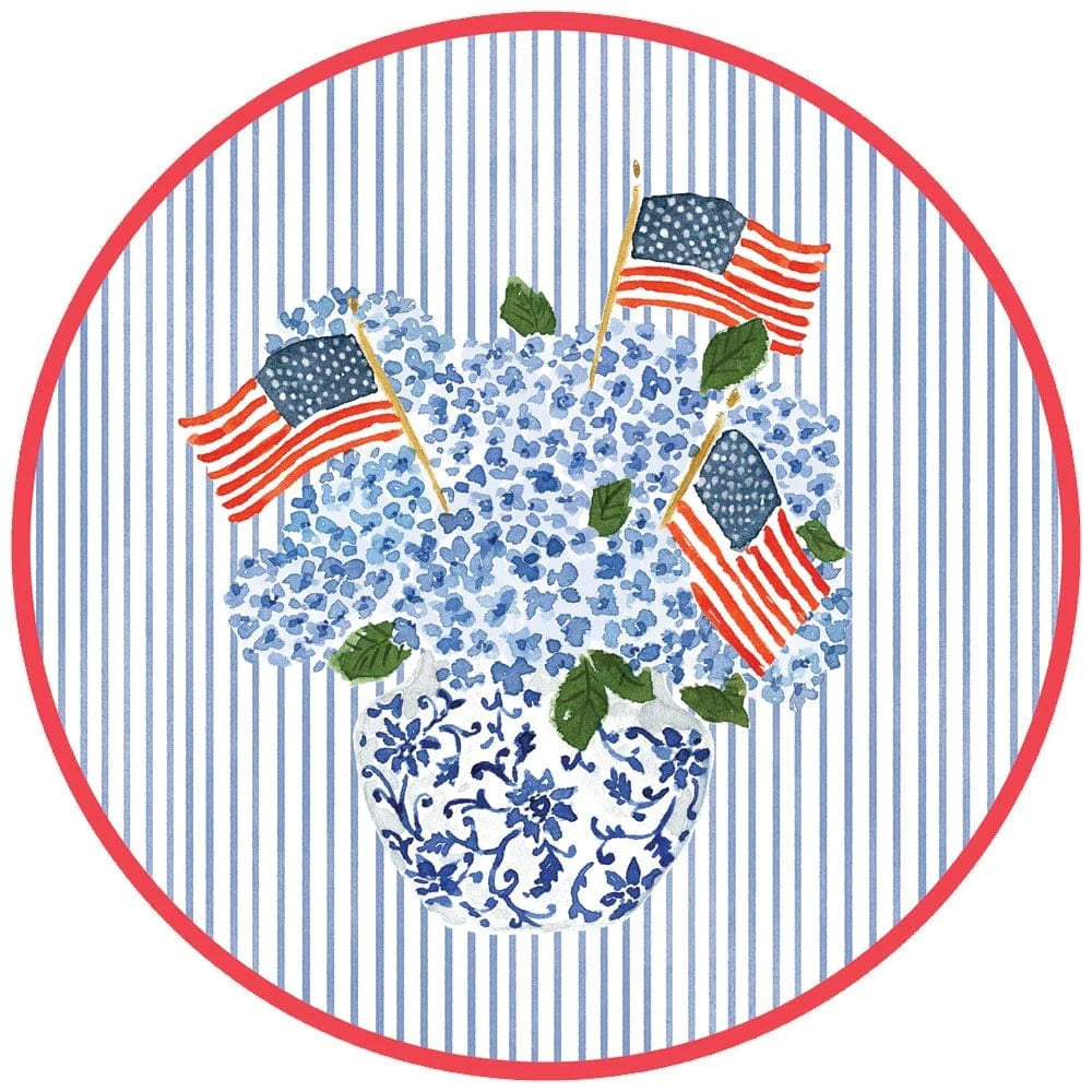 Caspari Paper Placemats: Flags and Hydrangeas