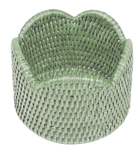 Caspari Green Scallop Rattan Wine Coaster