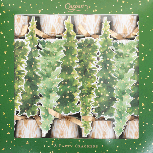 Caspari White Christmas 10" Luxury Cone Crackers - 8 per box