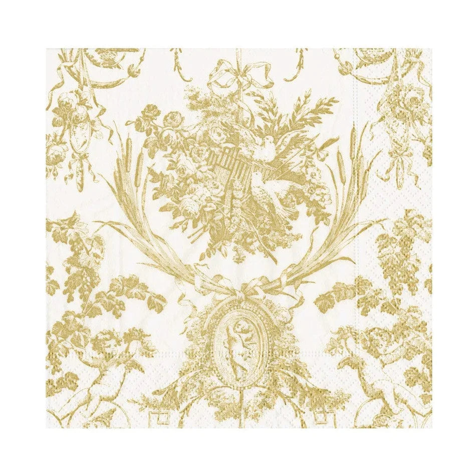 Caspari Romantic Toile Gold Napkin Luncheon