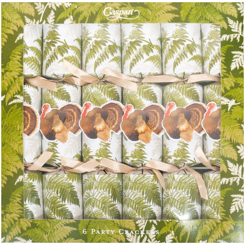 Caspari Turkey Among Ferns Celebration Crackers - includes 6 Celebration Crackers