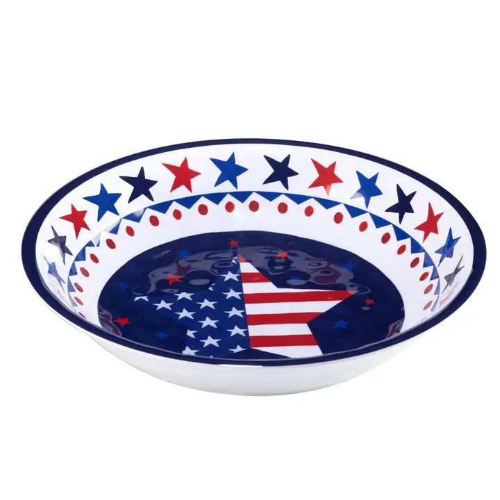 Stars & Stripes Melamine Large Serving Bowl 13.75 in X 2.75 in