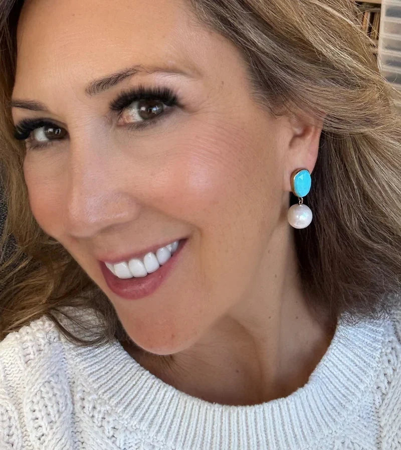 Dina Mackney Turquoise Pearl Drop Earring
