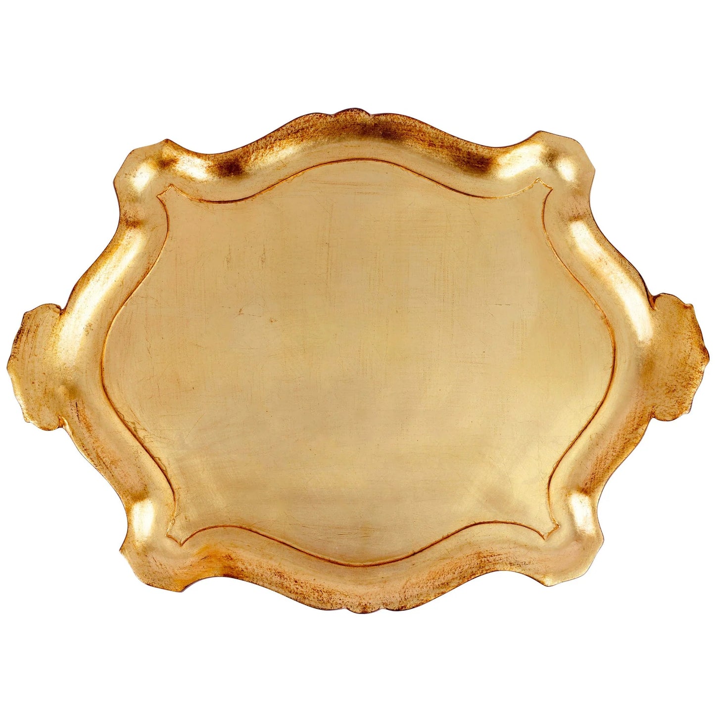 Vietri Florentine Wooden Accessories Gold Oblong Tray Extra Large