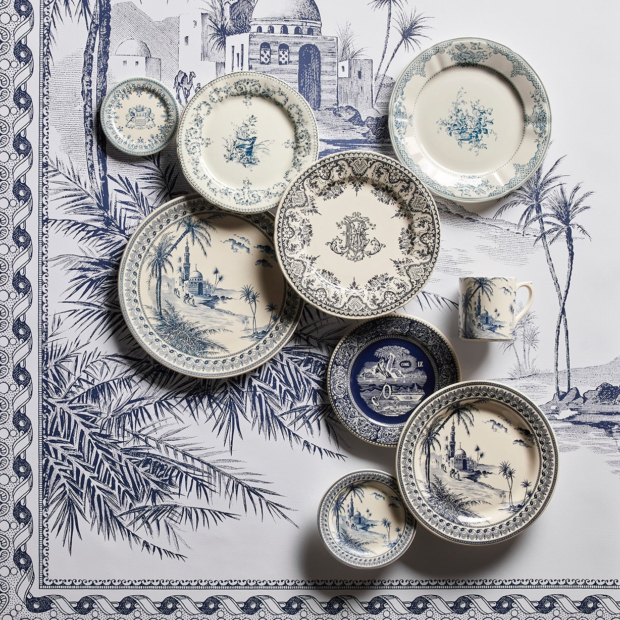 Gien Les Depareillees Fleur Blue Dinner Plate