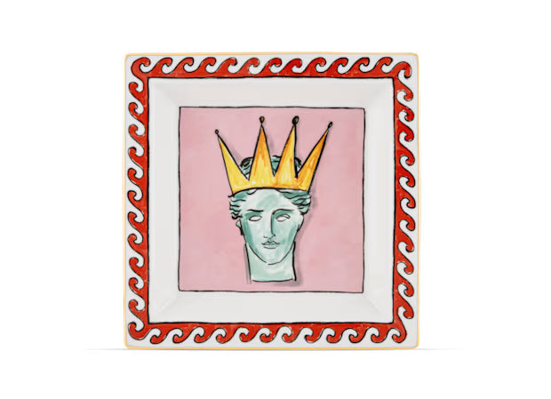 Ginori 1735 Il Viaggio di Nettuno Large Square Change Tray Pink Crown