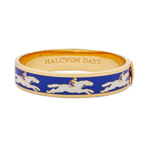 Halcyon Days Race Horse Cobalt Cream Hinged Bangle