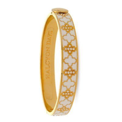 Halcyon Days Agama Sparkle Cream & Gold Hinged Bangle