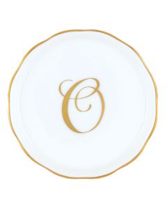 Herend "O" COASTER WITH MONOGRAM 4in D
