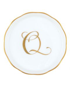 Herend "Q" COASTER WITH MONOGRAM 4in D