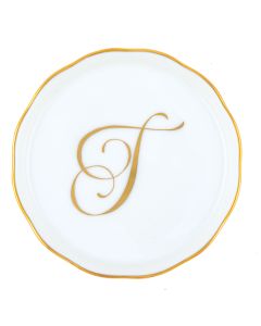 Herend "T" COASTER WITH MONOGRAM 4in D