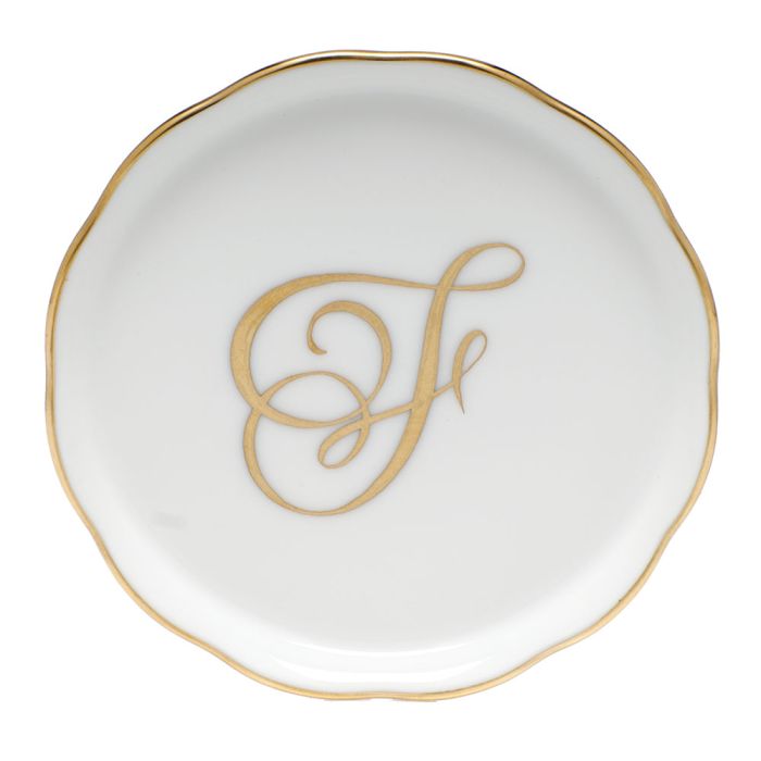 Herend "F" COASTER WITH MONOGRAM 4in D
