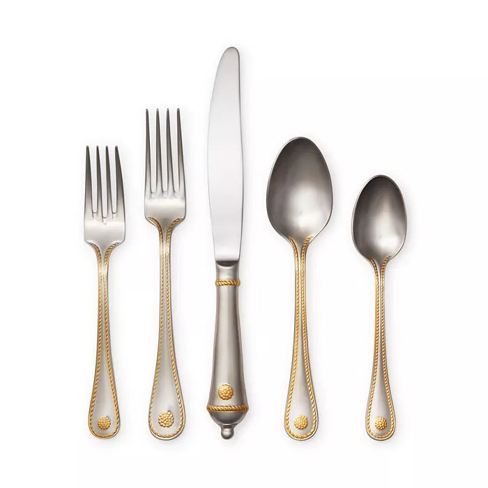 Juliska Flatware: Berry & Thread Bright Satin/Gold Accents, 5-Piece Setting