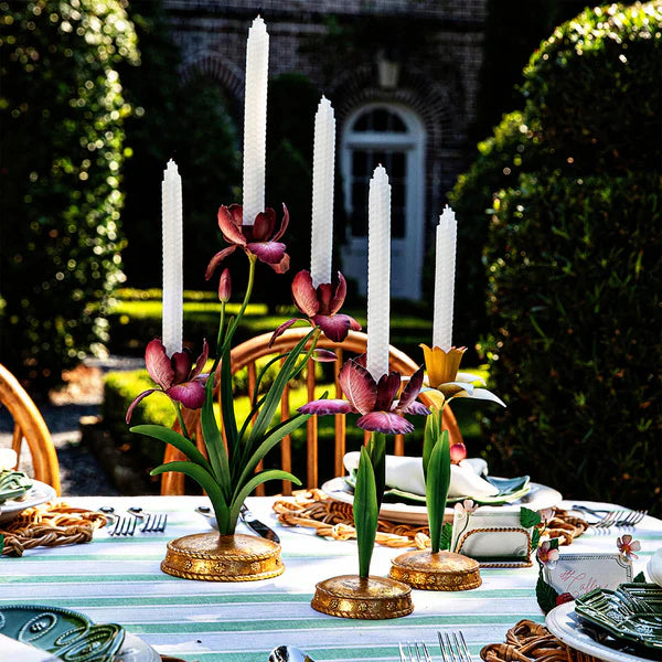 Juliska Iris 9" Candlestick Meadow Walk Pink