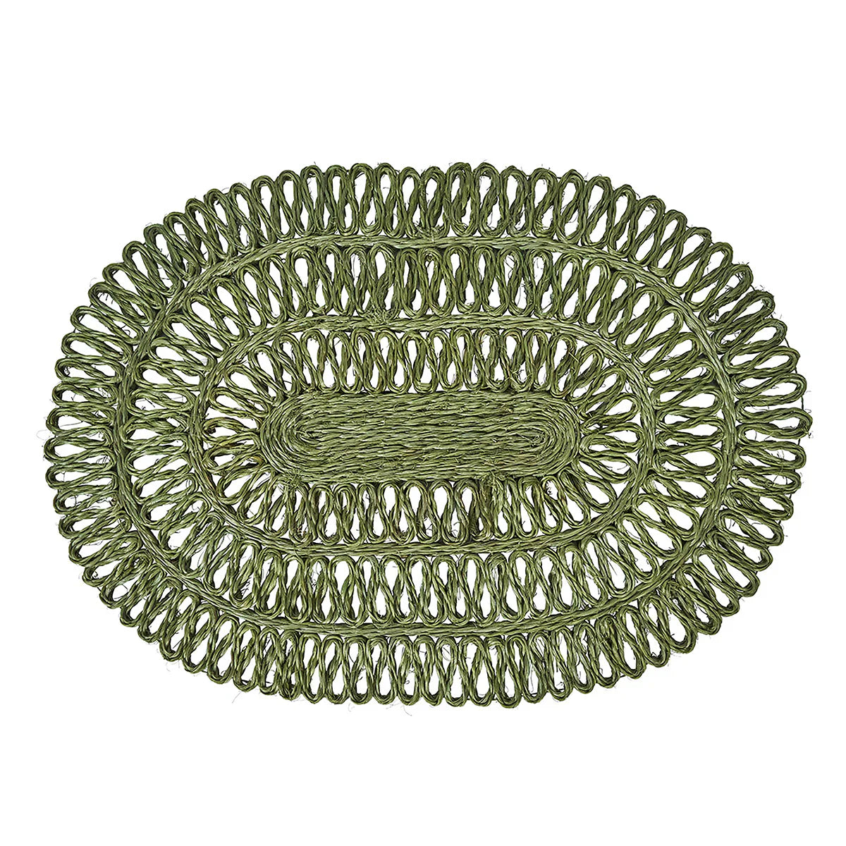 Juliska Green Oval Straw Loop Oval Placemat Seagrass