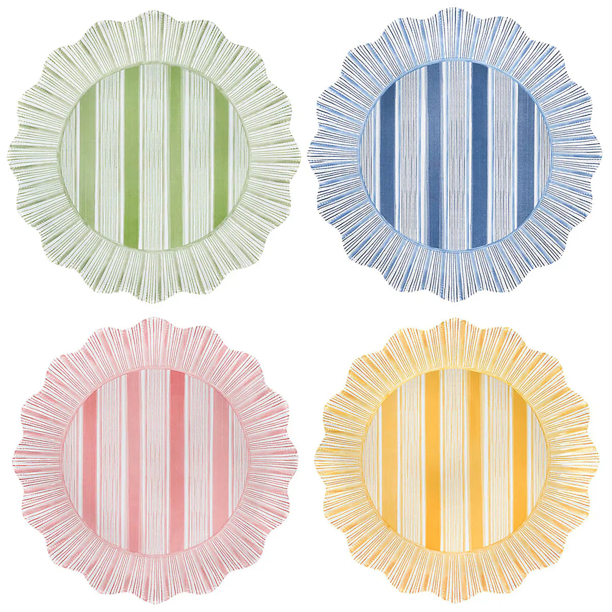 Juliska Cabana Dinner Plates Set of 4 Assorted 4 Colors