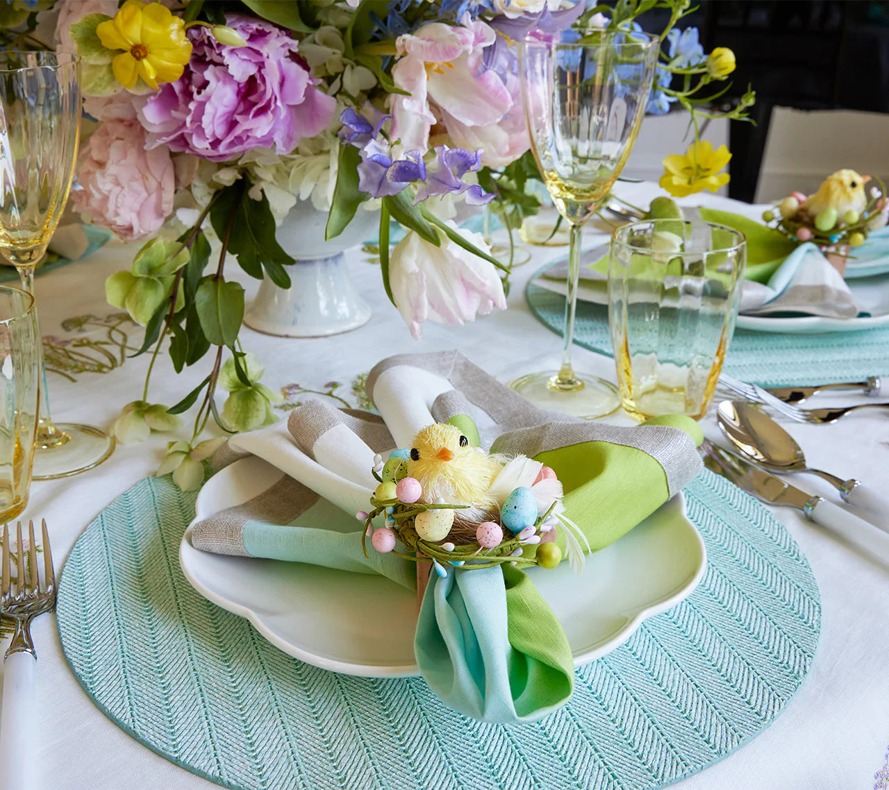 Kim Seybert Placemats: Herringbone in Seafoam, Set of 4