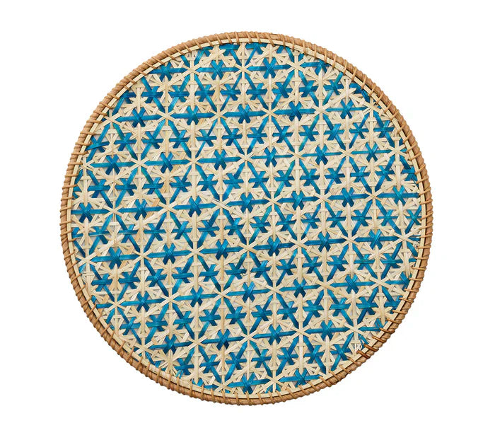 Kim Seybert Turquoise Lanai Placemat in Natural & Turquoise