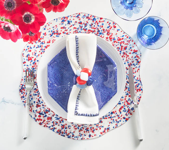Kim Seybert Napkin Ring: Sea Stone Red White & Blue