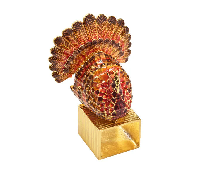 Kim Seybert Turkey Trot Napkin Ring in Multi, Set of 4 in a Gift Box