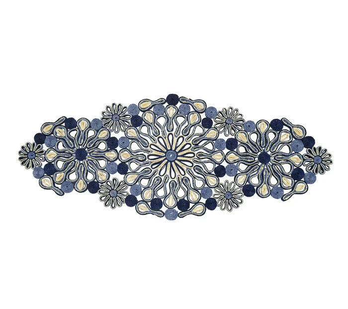 Kim Seybert Blue Marisol Runner in Blue & Natural