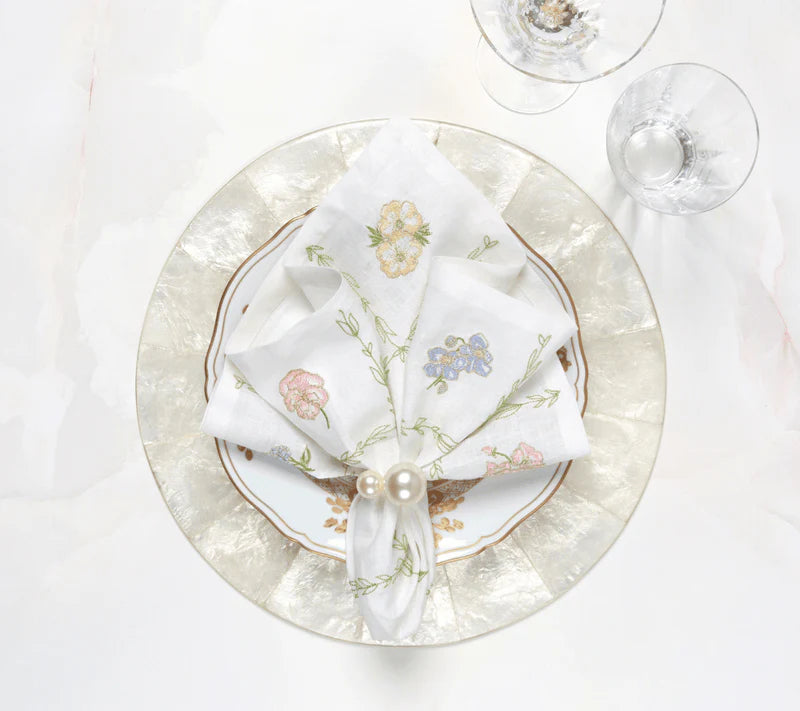 Kim Seybert Trellis Napkin in White/Multi, Set of 4