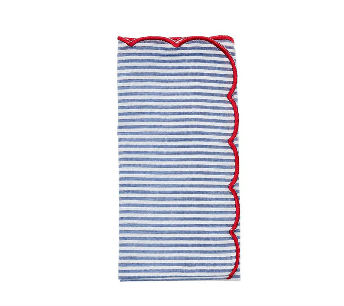 Kim Seybert Fiesta Napkin in White, Navy & Red
