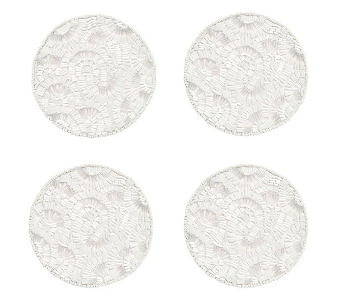 Kim Seybert Lune Drink Coasters in White, Set of 4 in a Gift Bag