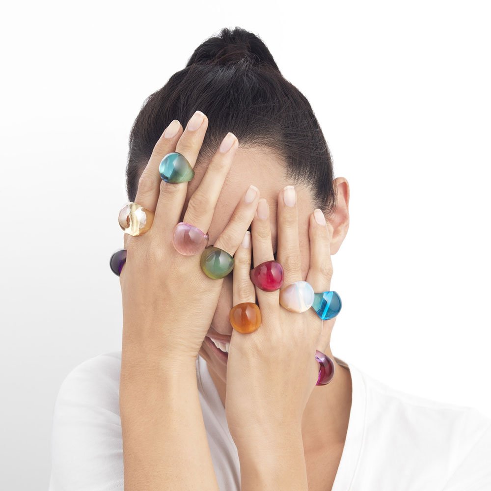 Lalique Ring - Cabochon - Dark Green Crystal, Size 7 1/4 (55)