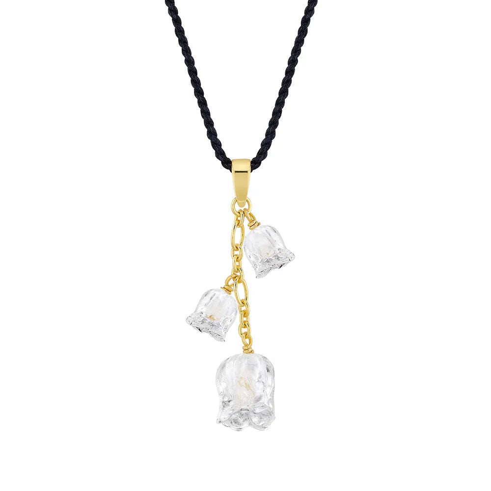 Lalique Muguet Clear & Gold Pendant Necklace